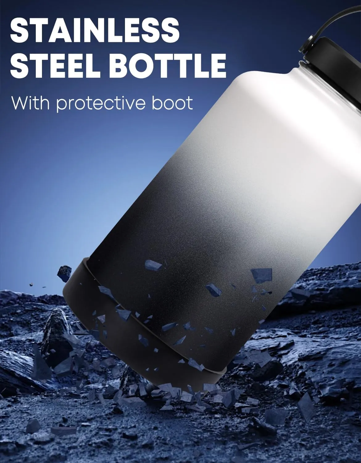 32/40/64 oz Insulated Water Bottle with Straw - Flex Cap Lids, Paracord Handle, Bottle Carrier Bag w/Strap, Vacuum Stainless Steel 40oz Water Bottles, Double Wall Flask Metal Water Flask Jug