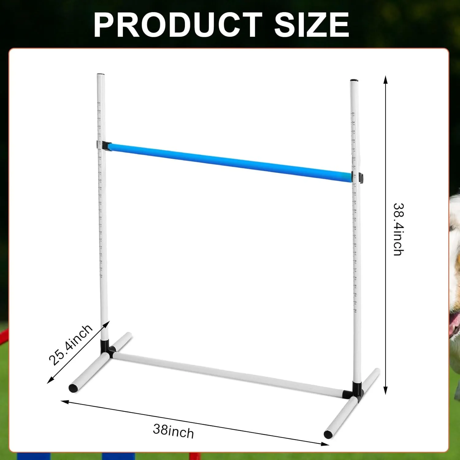 6 Pcs Dog Agility Training Equipments Hobby Horse Jumps Adjustable Jumps Hurdles Pet Jump Bars with Bag and Whistle for Indoor Outdoor Dog Pet Agility Course Game(Blue and White)