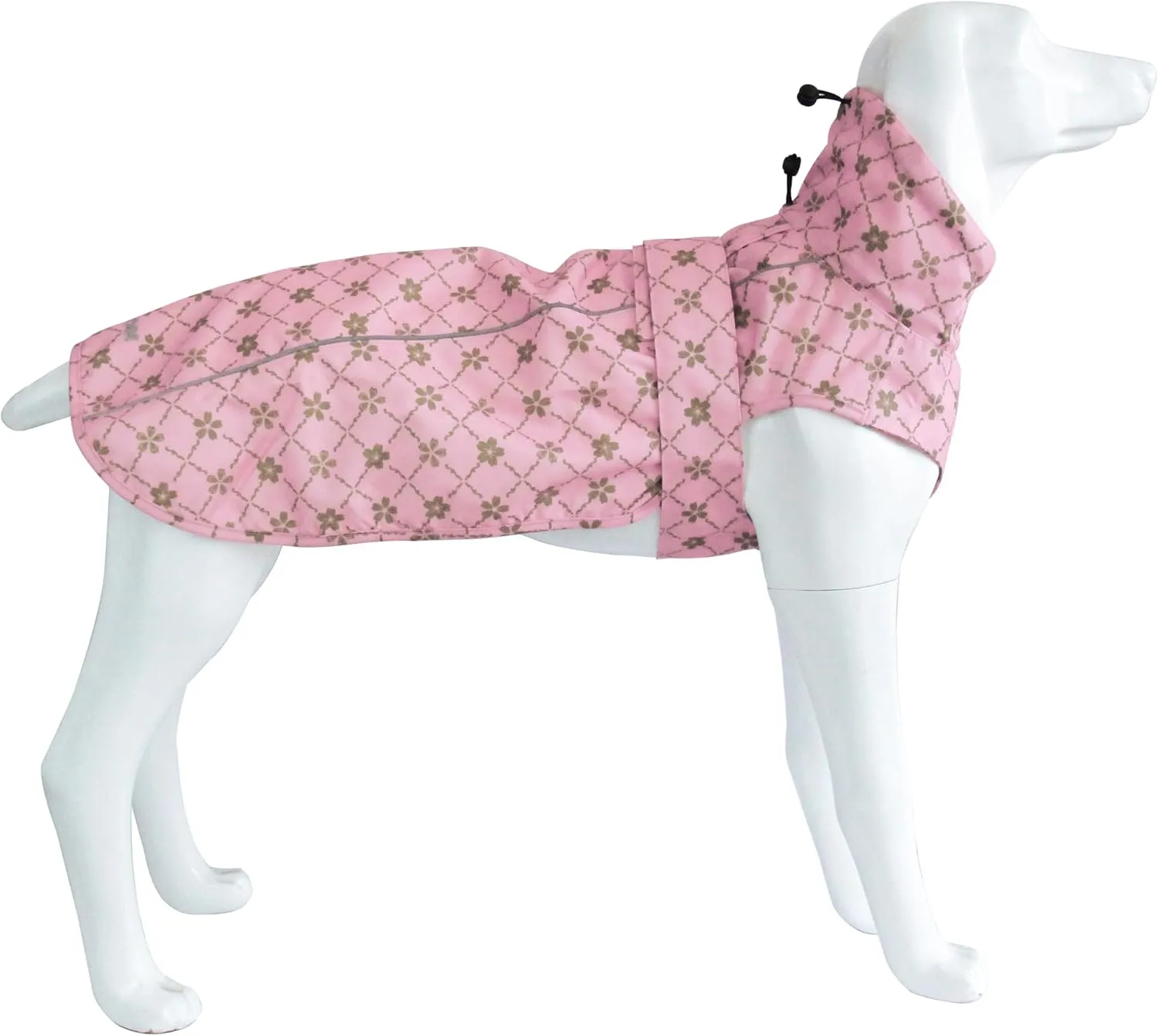 Adjustable Waterproof Dog Raincoat for Dogs,Lightweight Pet Rain Jacket Puppy Clothes with Reflective Strip for Small Medium Large Dogs(Large,Gold Cheery Blossoms Pink)