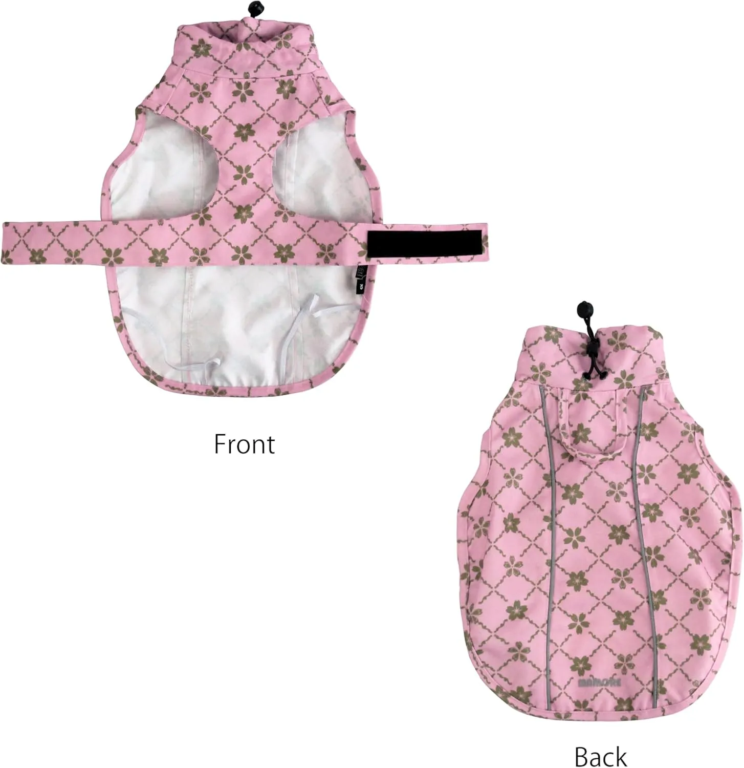 Adjustable Waterproof Dog Raincoat for Dogs,Lightweight Pet Rain Jacket Puppy Clothes with Reflective Strip for Small Medium Large Dogs(Large,Gold Cheery Blossoms Pink)