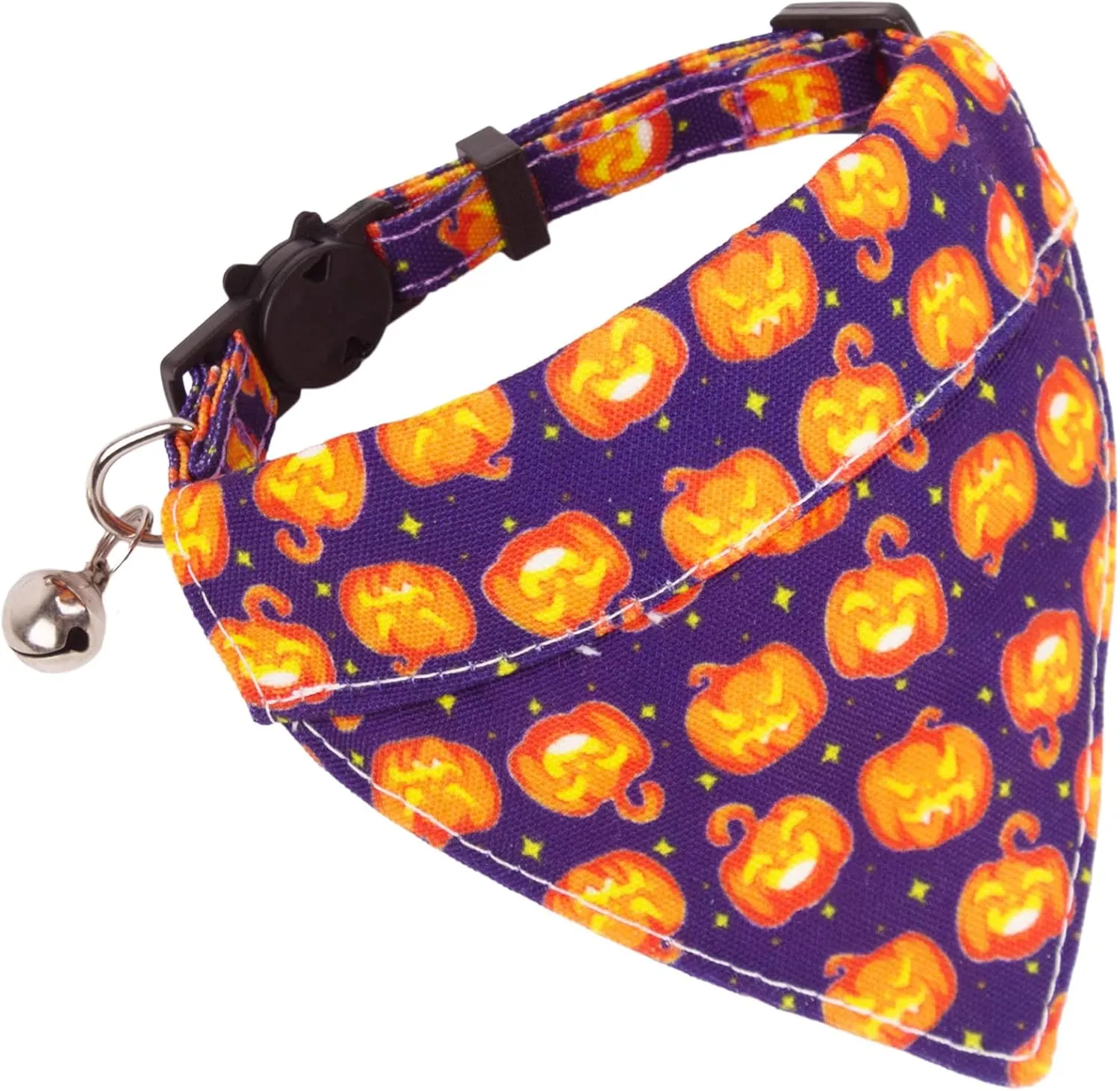 ADOGGYGO Halloween Cat Collar Breakaway with Removable Bowtie Bandana - 2 Pack Halloween Cat Bandana Collar Pumpkin Cat Kitten Collars Cat Halloween Bowtie Bandana Collar for Cat Kitten (Halloween)