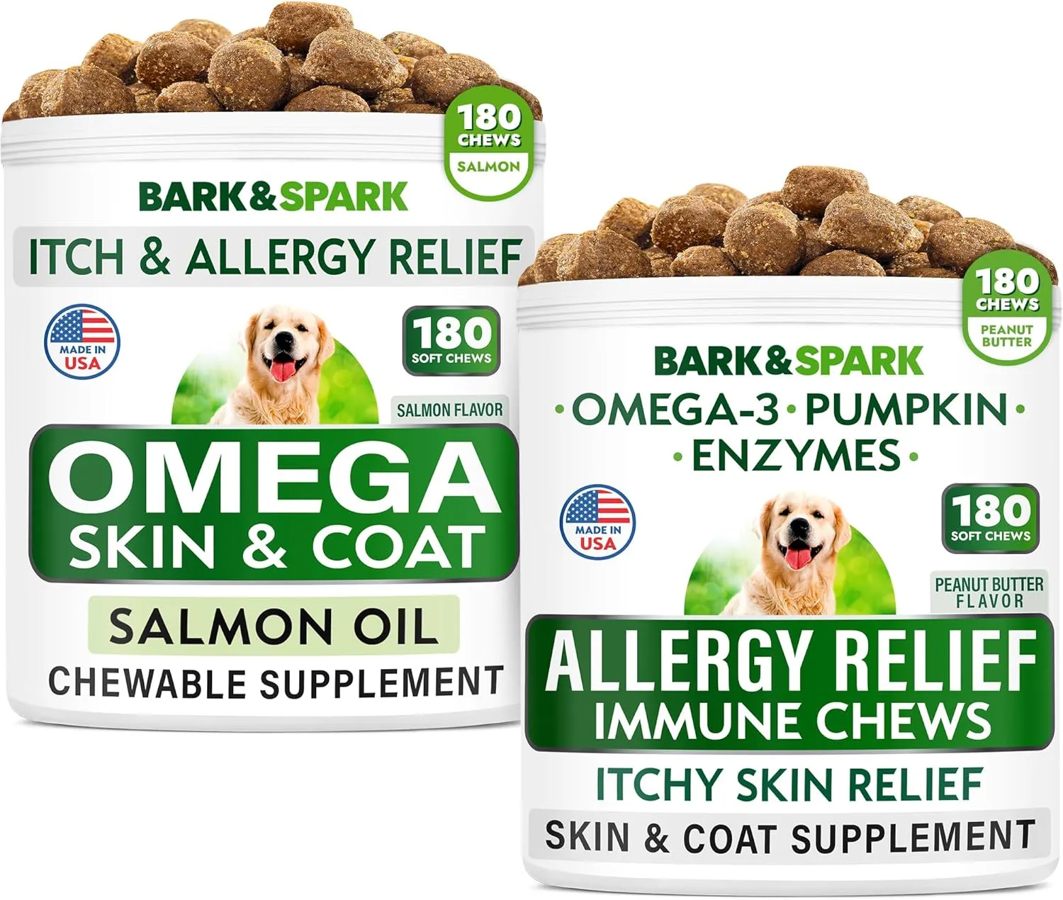 Allergy Relief   Omega 3 for Dogs - Oil Treats for Dog Shedding, Skin Allergy, Itch Relief, Dry Skin & Hot Spots Treatment, Joint Health - Skin and Coat Supplement - EPA & DHA Fatty Acids