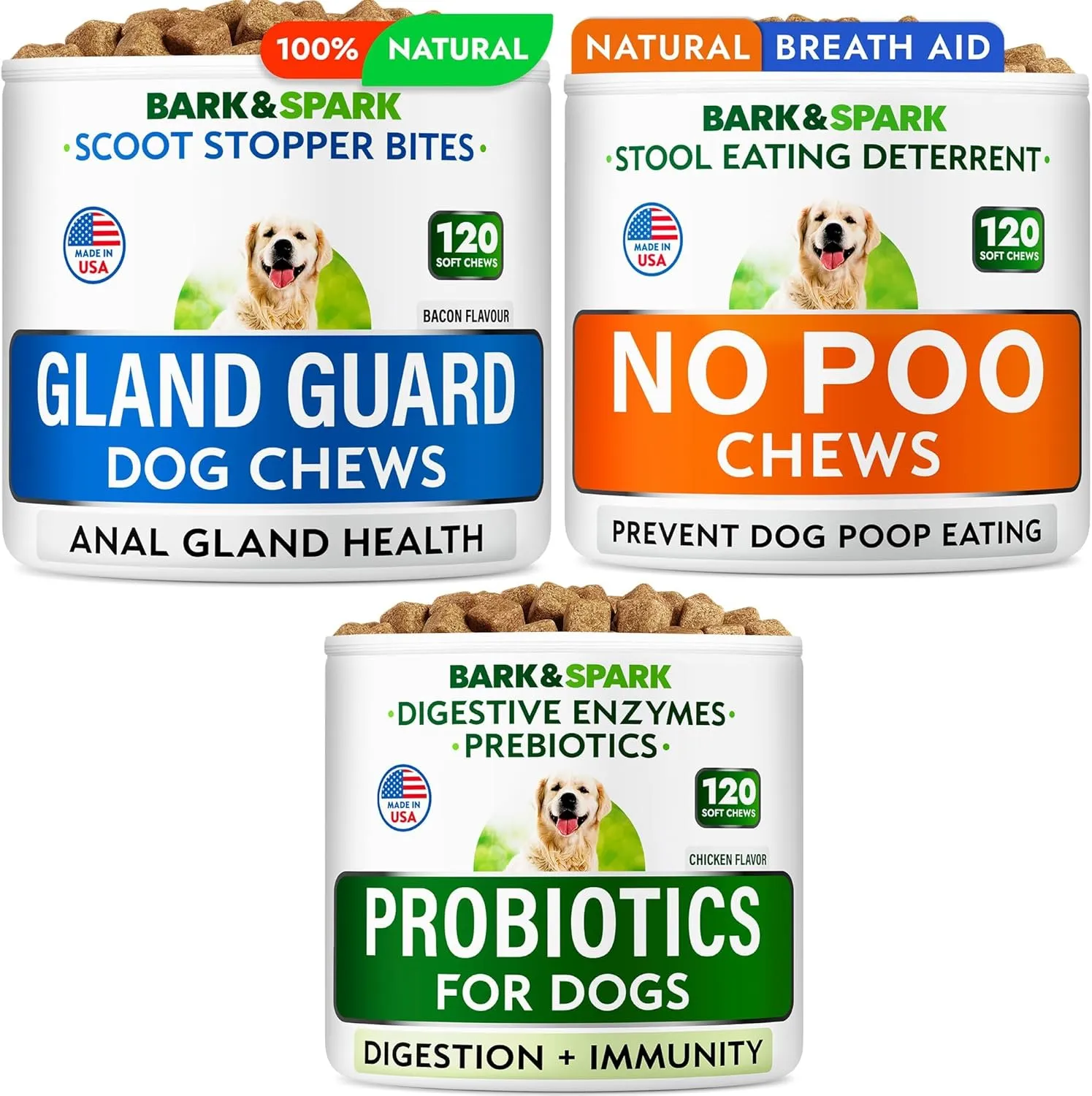 Anal Gland Support   Stool Eating Deterrent   Probiotic for Dogs Digestive Health Chews - Scoot Treatment - Diarrhea, Gas Treatment, Upset Stomach Relief - Allergy & Itchy Skin - Digestive Enzymes