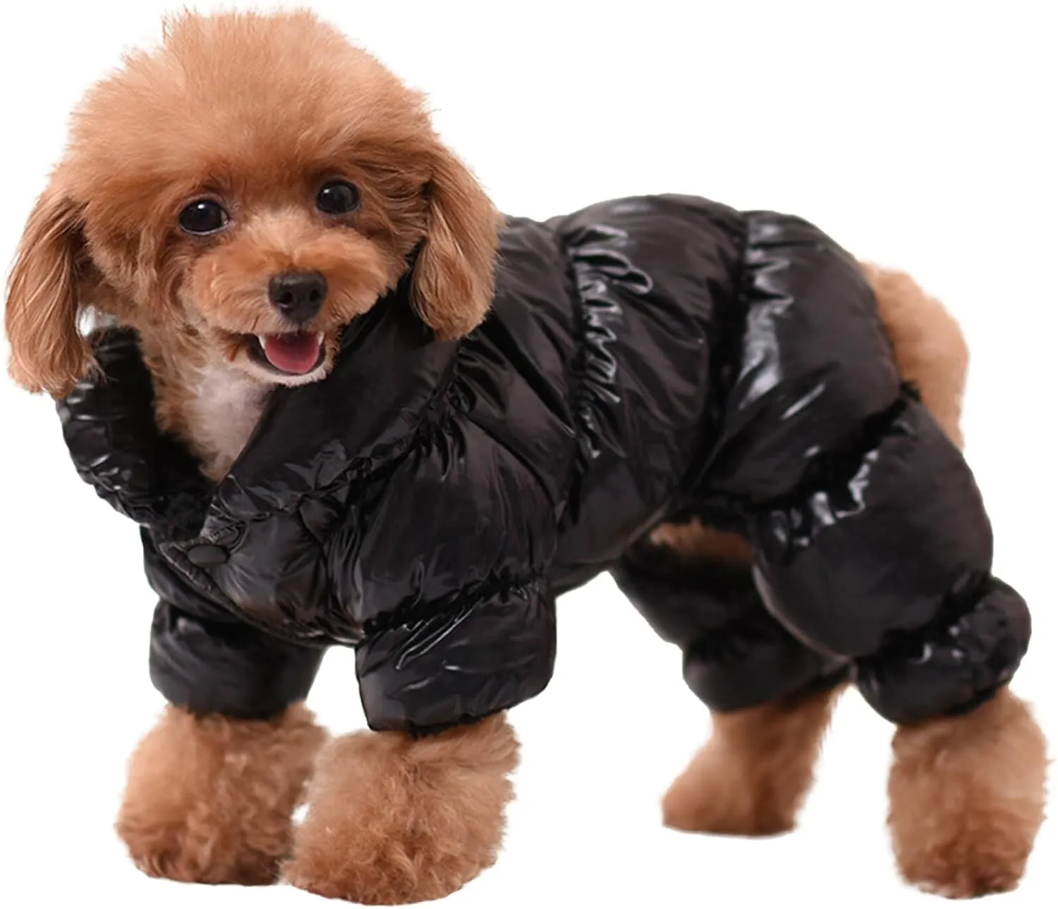 AOFITEE Dog Coat, Waterproof Dog Jacket, Fullbody Dogs Winter Coat Snowsuit, Windproof Puppy Puffer Jacket Snow Suit with Legs, Pet Fleece Winter Vest, Cold Weather Coats for Small Dogs, Black S