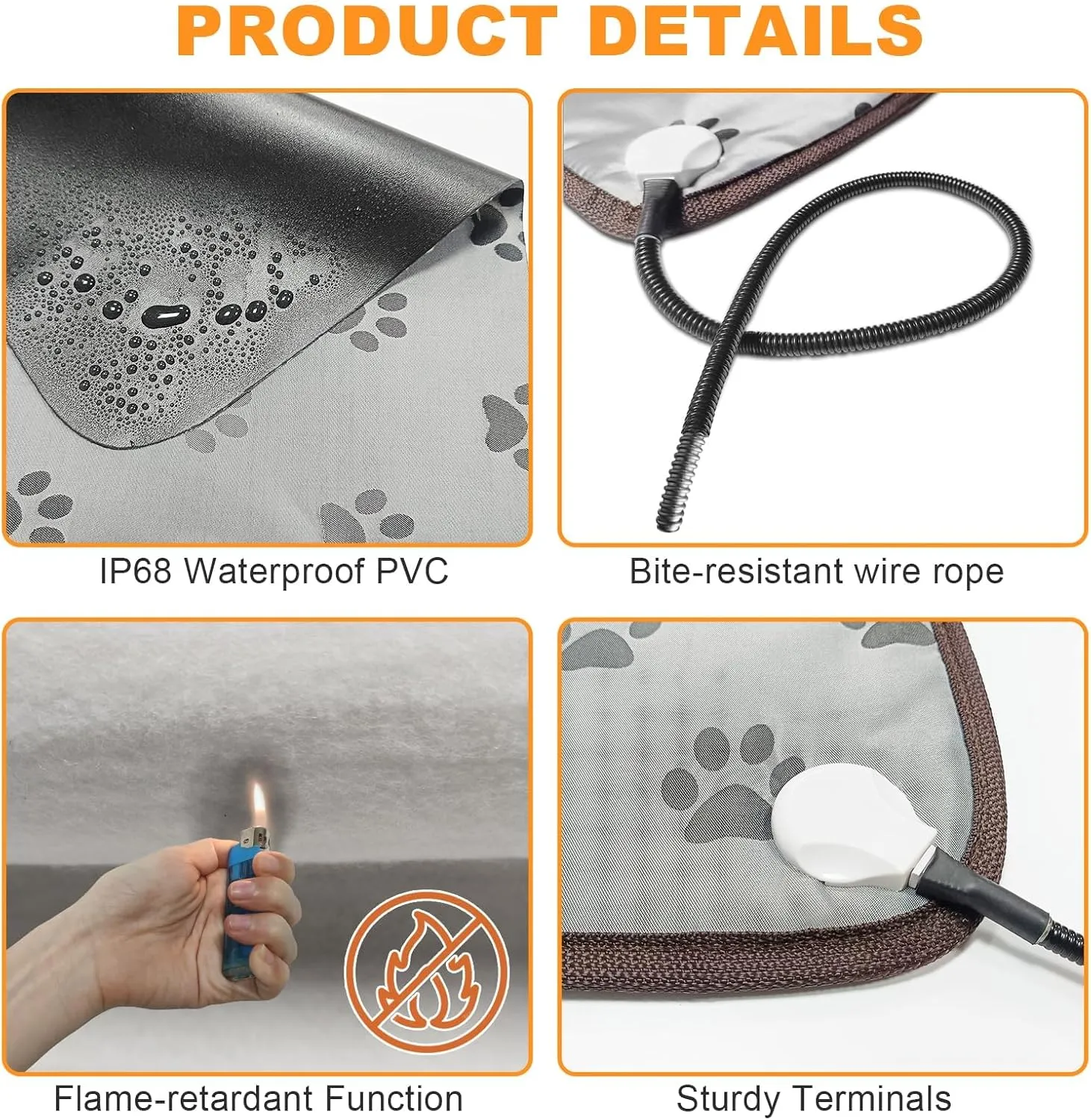 Bestio Extra-Large Dog Heating Pad,4730 in Heated Dog Bed with Intelligent Constant Temperature Switch and On Normally Open Function Metal Protective Tube-Paw