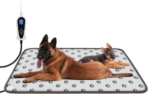 Bestio Extra-Large Dog Heating Pad,4730 in Heated Dog Bed with Intelligent Constant Temperature Switch and On Normally Open Function Metal Protective Tube-Paw