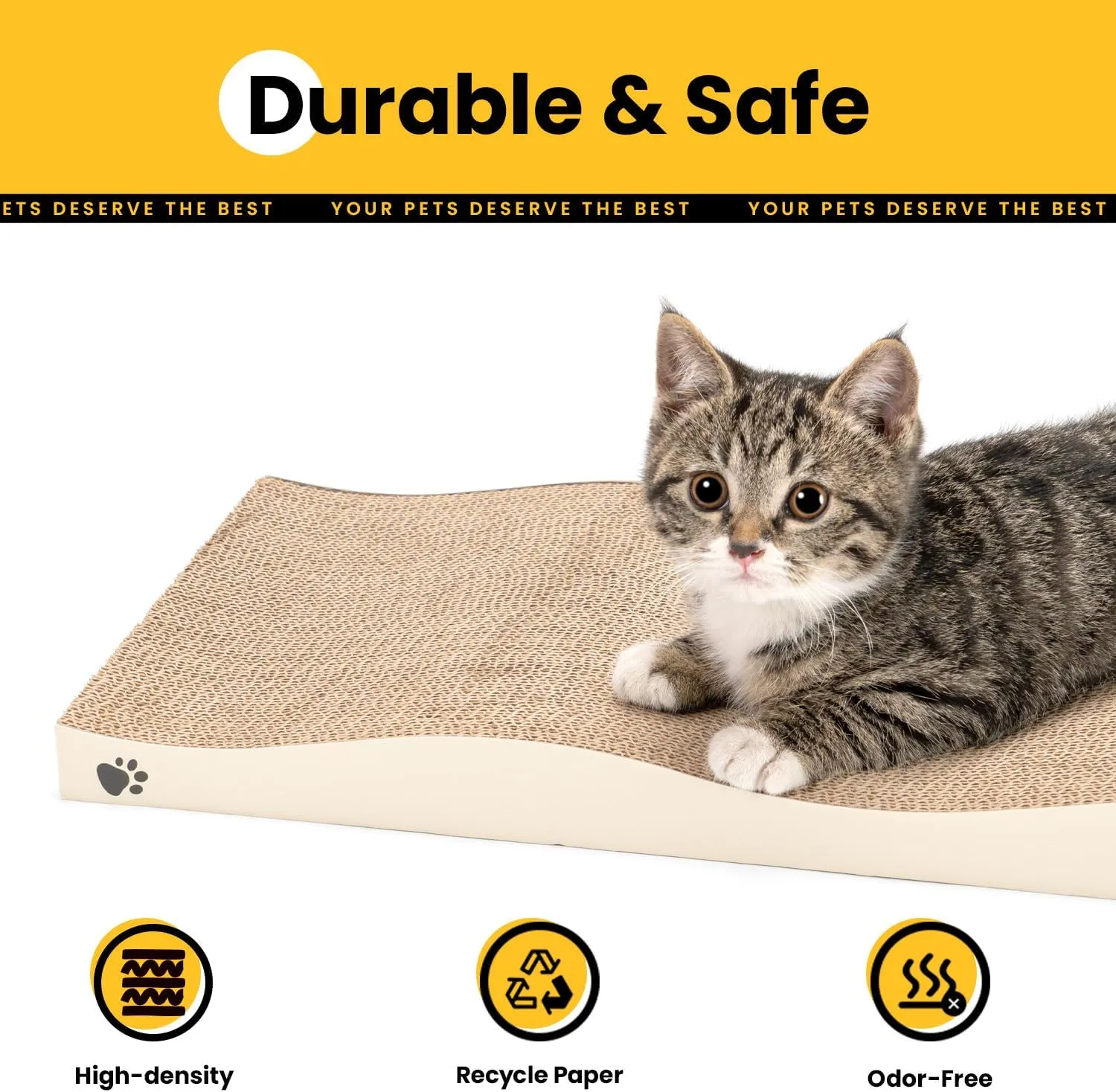 Cat Scratcher, Durable Scratch Pad, Corrugated Cardboard Scratching Board for Indoor Cats, Heavy Duty, Double-Sided Usability, Recyclable, with Catnip