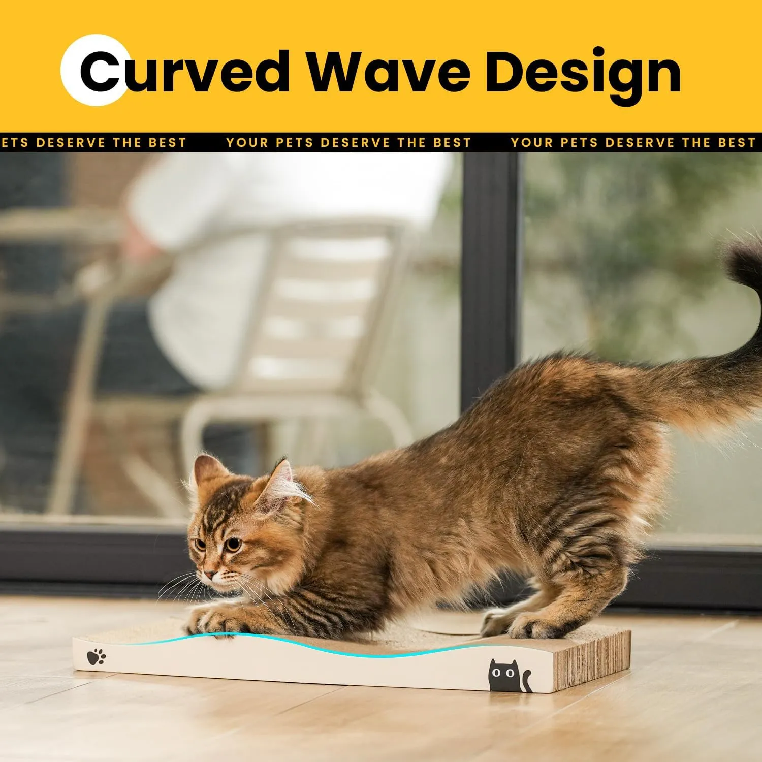 Cat Scratcher, Durable Scratch Pad, Corrugated Cardboard Scratching Board for Indoor Cats, Heavy Duty, Double-Sided Usability, Recyclable, with Catnip