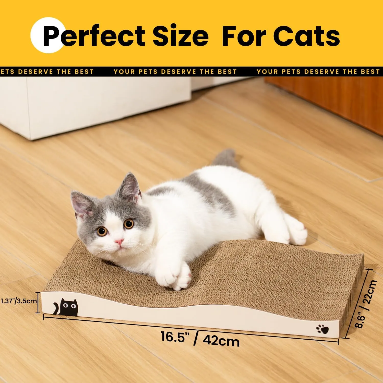Cat Scratcher, Durable Scratch Pad, Corrugated Cardboard Scratching Board for Indoor Cats, Heavy Duty, Double-Sided Usability, Recyclable, with Catnip
