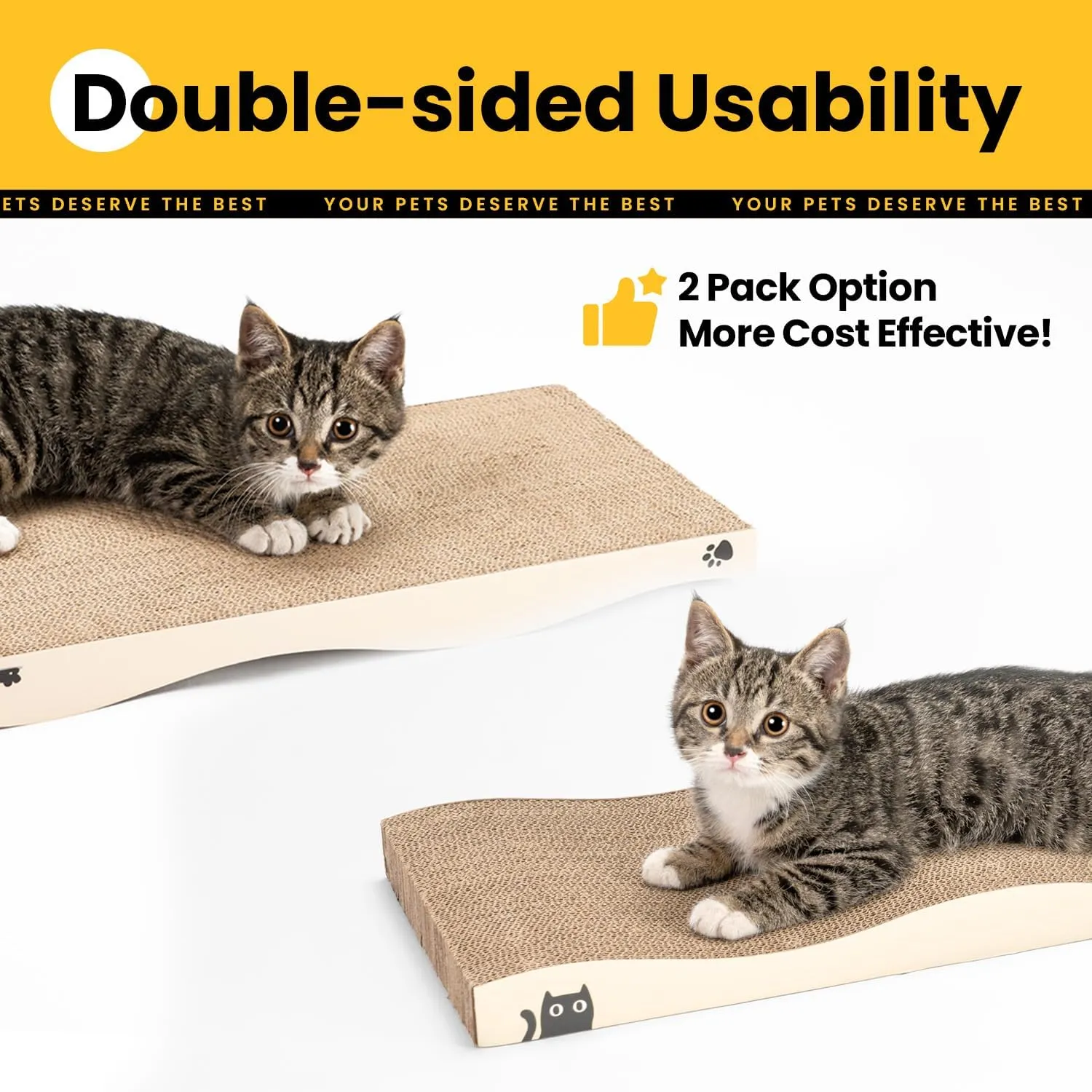 Cat Scratcher, Durable Scratch Pad, Corrugated Cardboard Scratching Board for Indoor Cats, Heavy Duty, Double-Sided Usability, Recyclable, with Catnip