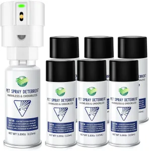 CAT Spray Pet System with 7 Pack Spray, Motion Activated Pet Proofing Repellent for Cats and Dogs, Dog & Cat Spray White