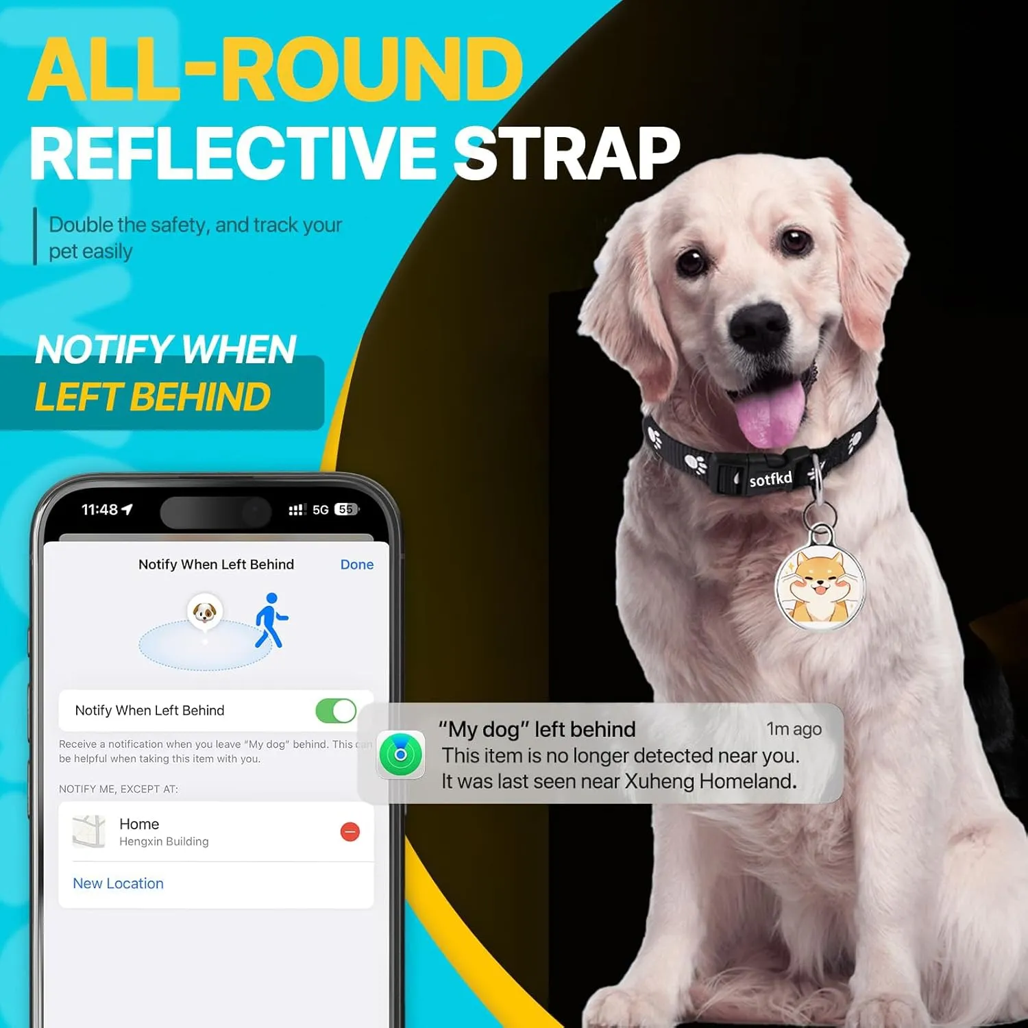 Cat Tracker-Airtag Cat Collar-GPS Tracker for Cats-Android Airtag-Pet Tracker| Android and iOS Universal | No Monthly Fee | No Charging Required | Waterproof | Works with Any Collar