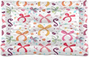 Colorful Bows Outdoor Dog Bed Washable Waterproof Travel Pet Bed Mat Portable Cat Bed with Non-Slip Bottom for Indoor and Sleeping 18 x 24 Inch