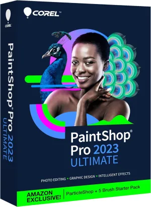 Corel PaintShop Pro 2023 Ultimate | Powerful Photo Editing & Graphic Design Software   Creative Suite | Amazon Exclusive ParticleShop   5 Brush Starter Pack [PC Key Card]