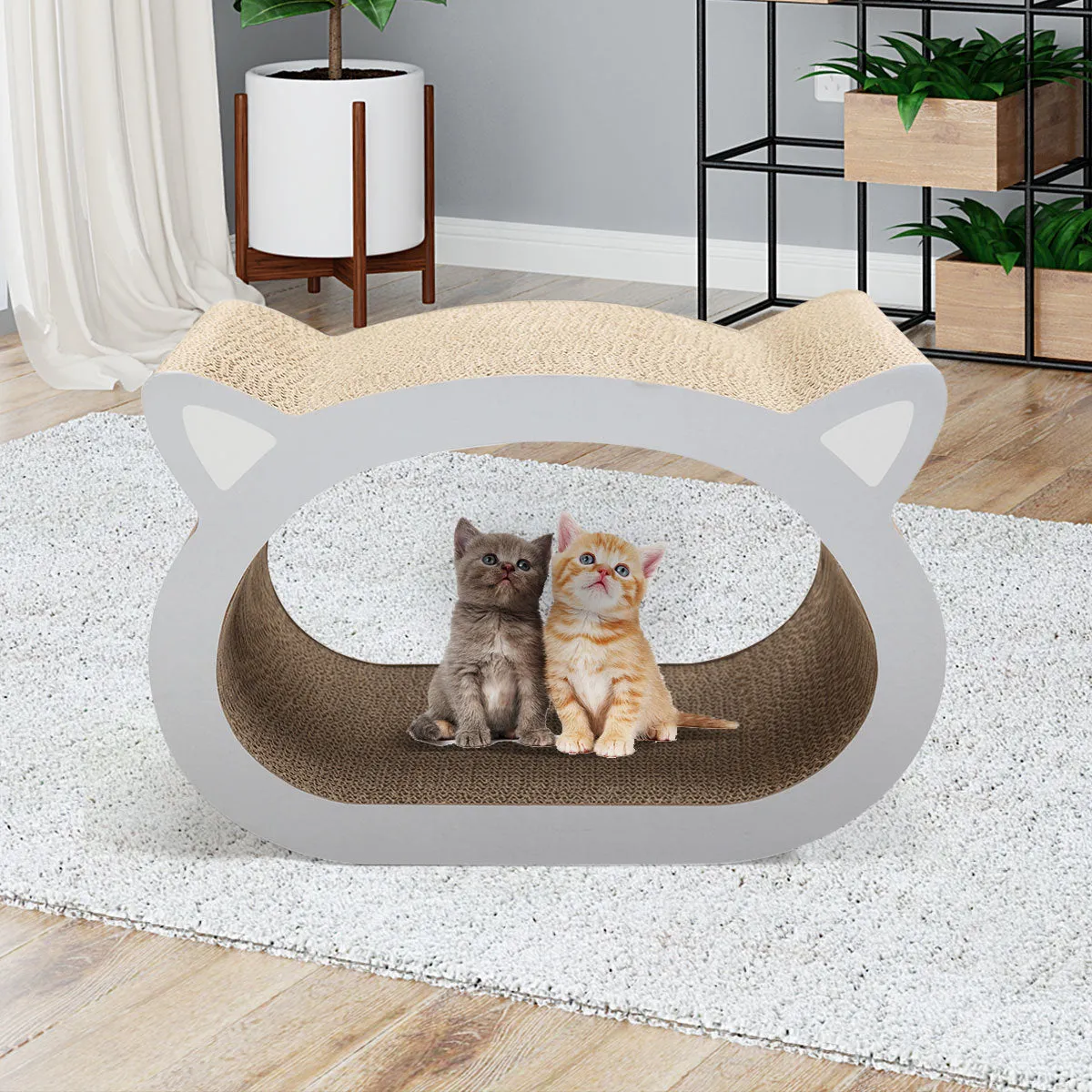 Cute Cat Head-Shaped Corrugated Cardboard Scratcher Toy