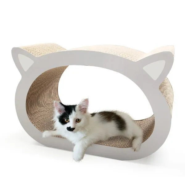 Cute Cat Head-Shaped Corrugated Cardboard Scratcher Toy