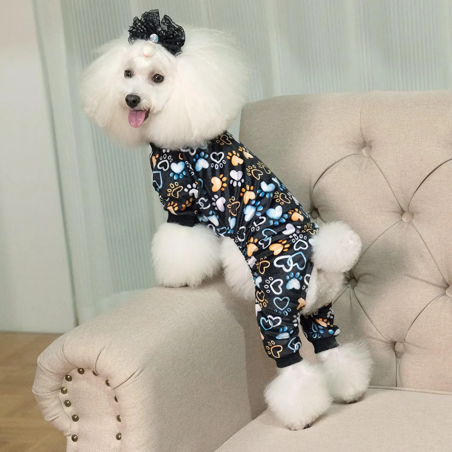 CuteBone Dog Pajamas Costumes Fleece Pet Clothes Puppy Onesie Winter Holiday Cute Cat Jammies Keep Your Pet Warm in The Cold Weather P220XS