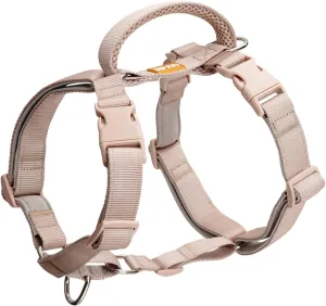 DF Freedom No Pull Martingale Dog Harness, Ease Grip Safety Control Handle, Escape-Proof 5 Point Customizable Fit Harness with Front & Back Clip, Easy Walking & Training, Tan, Chest 33"-42.5"