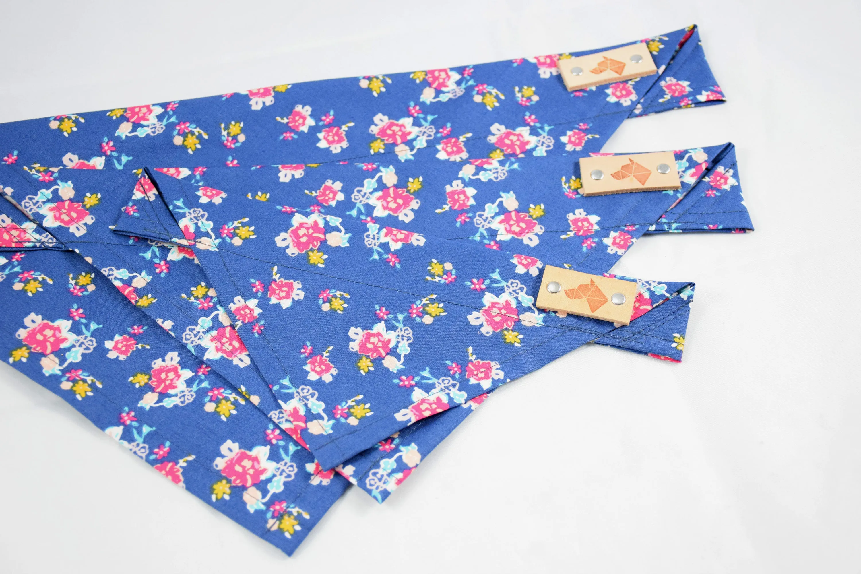 Dog Bandana - Navy Floral Cotton Dog Scarf