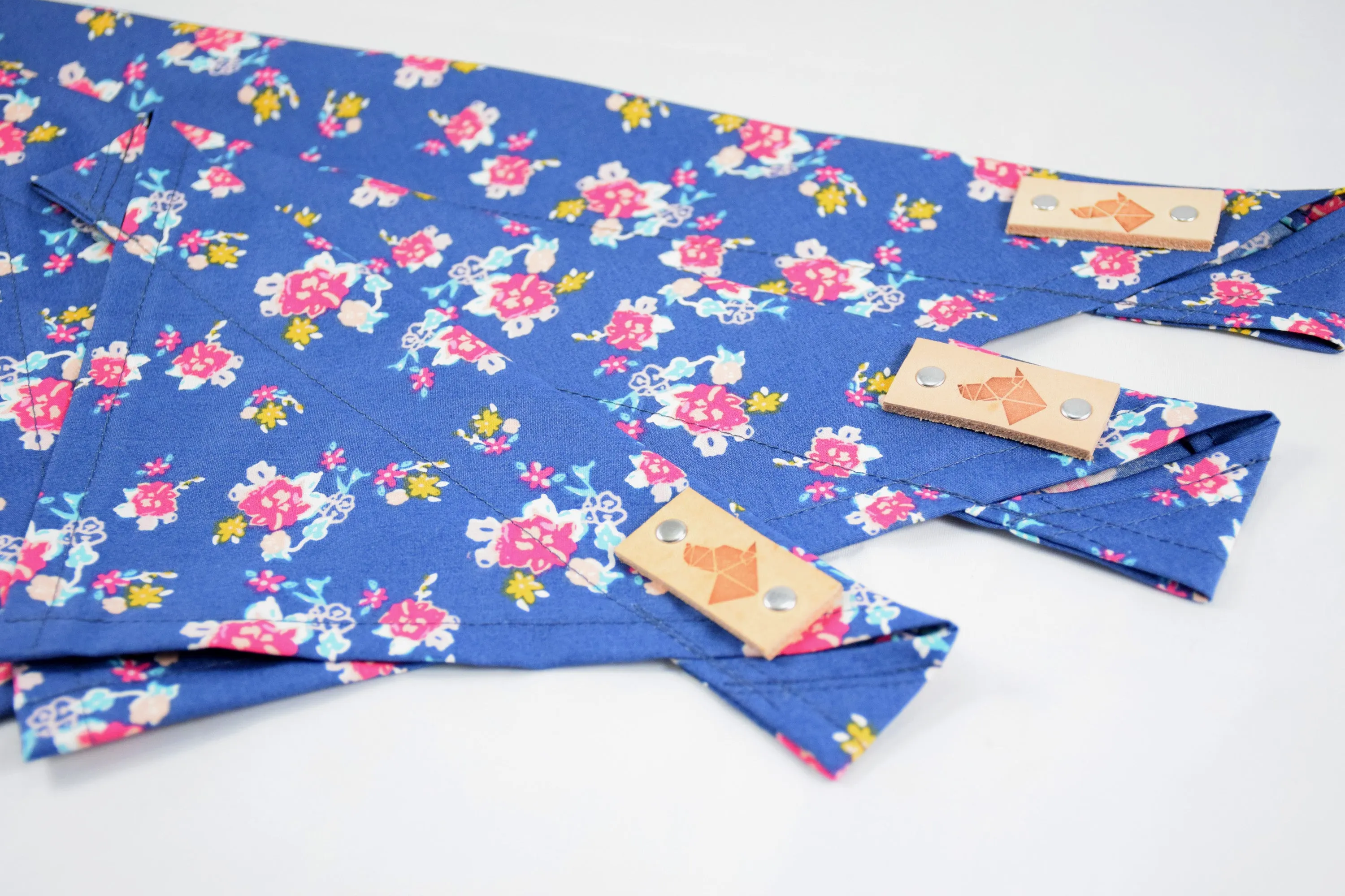 Dog Bandana - Navy Floral Cotton Dog Scarf