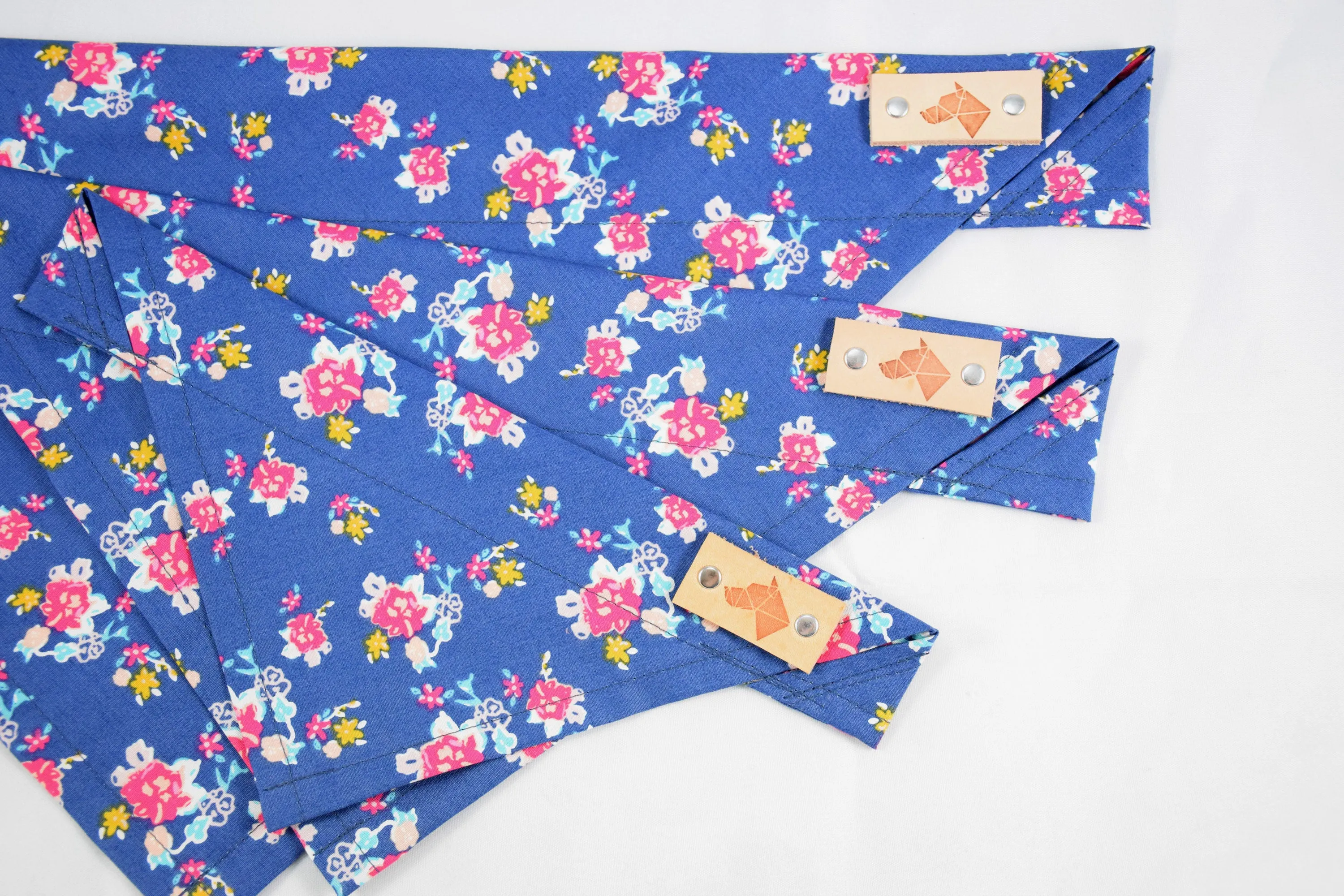 Dog Bandana - Navy Floral Cotton Dog Scarf