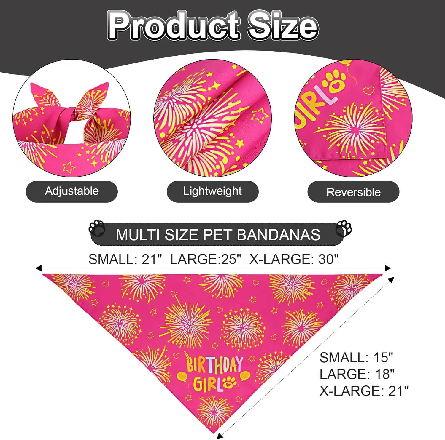 Dog Birthday Bandana Set Rose Pink, Dog Birthday Party Supplies with Hat Bandana Numbers for Small Girl Pets Puppy