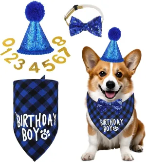Dog Birthday Hat & Bandana Set - Perfect Party Outfit for Small Dogs - Includes Dog Hat and Dog Birthday Bandana