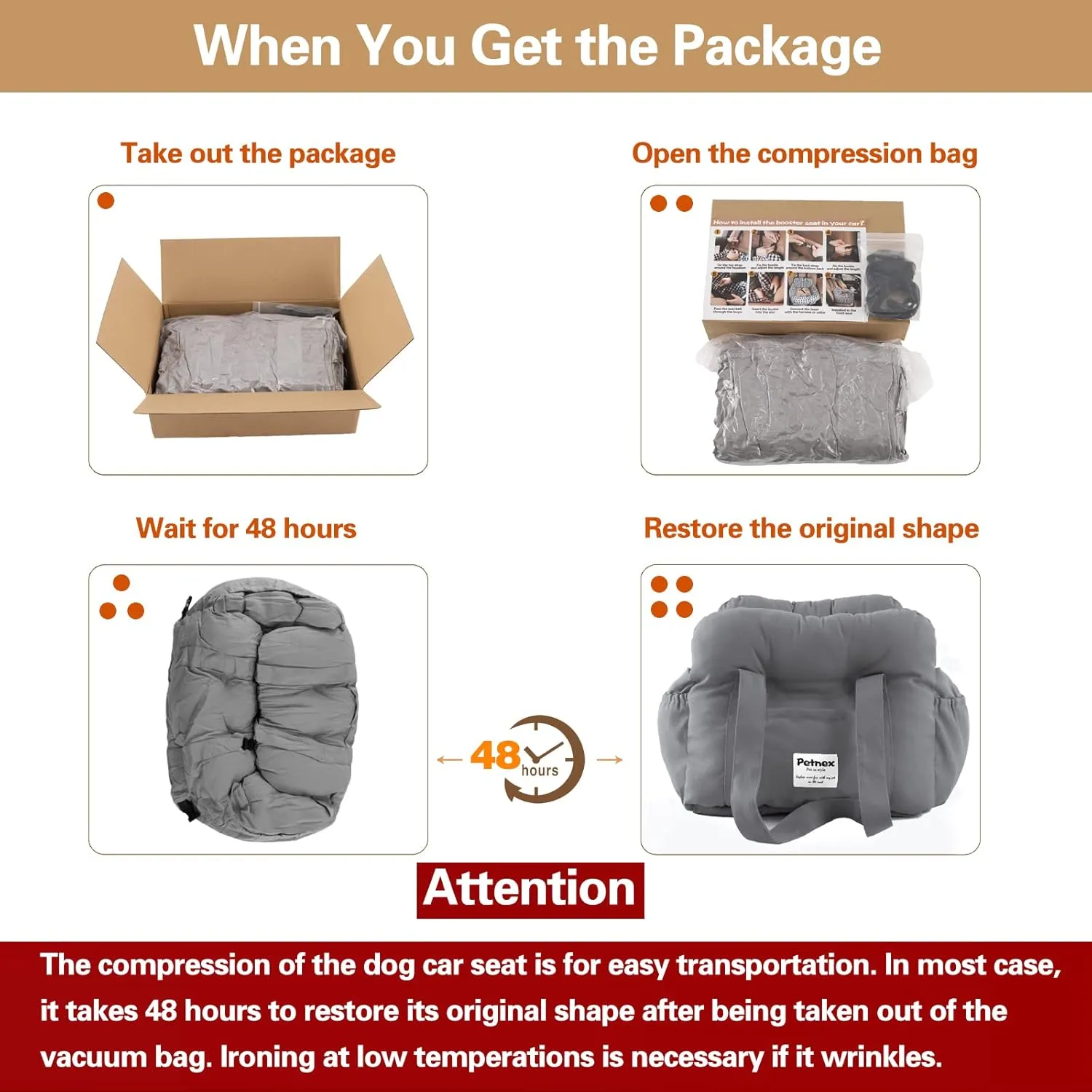 Dog Car Seat for Small Dogs, Portable Puppy Car Seat of Easy Installation, Fashionable Pet Carrier Bag with Large Pockets, Machine Washable Dog Booster Seat (Black)