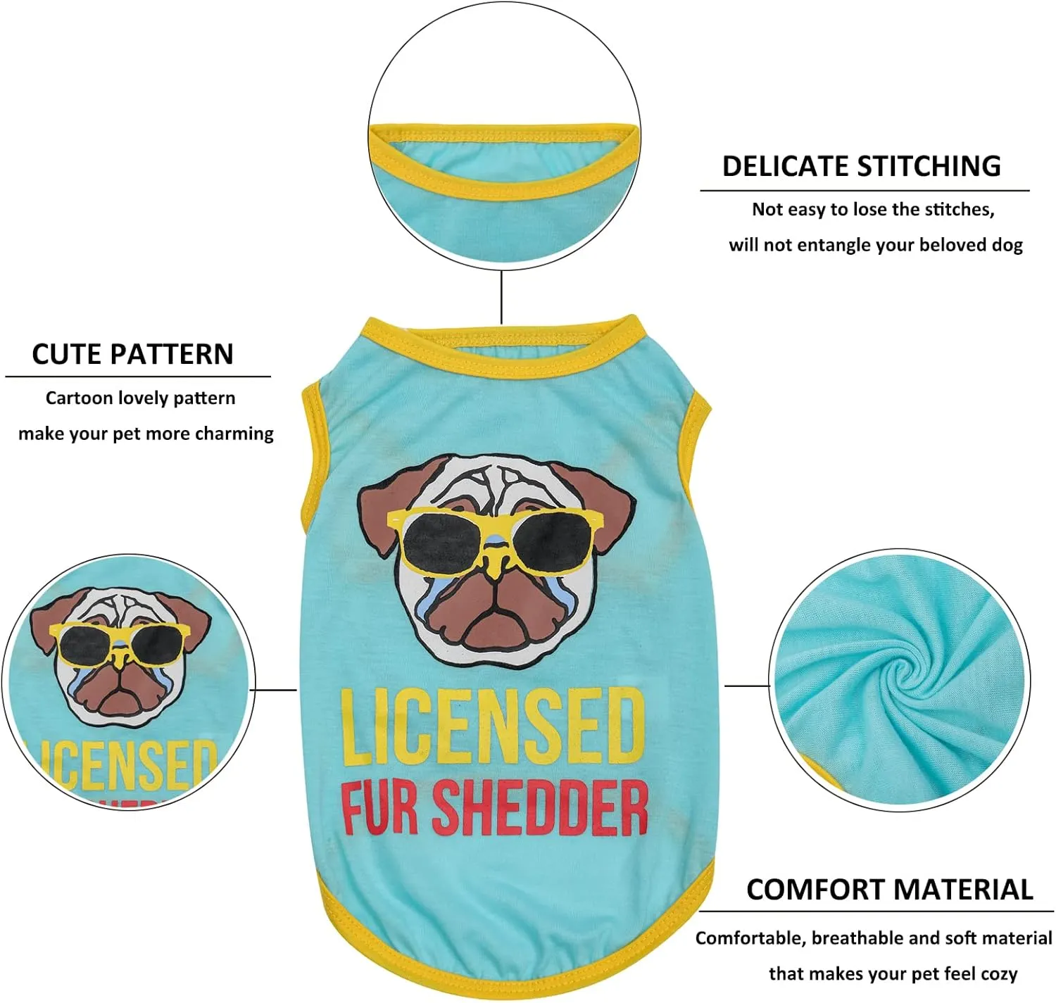 Dog Shirts Pet Printed Clothes with Funny Letters Summer Pet T Shirts Cool Puppy Shirts Breathable Dog Outfit Soft Dog Sweatshirt for Pet Dogs Cats (Large, Pattern-5)