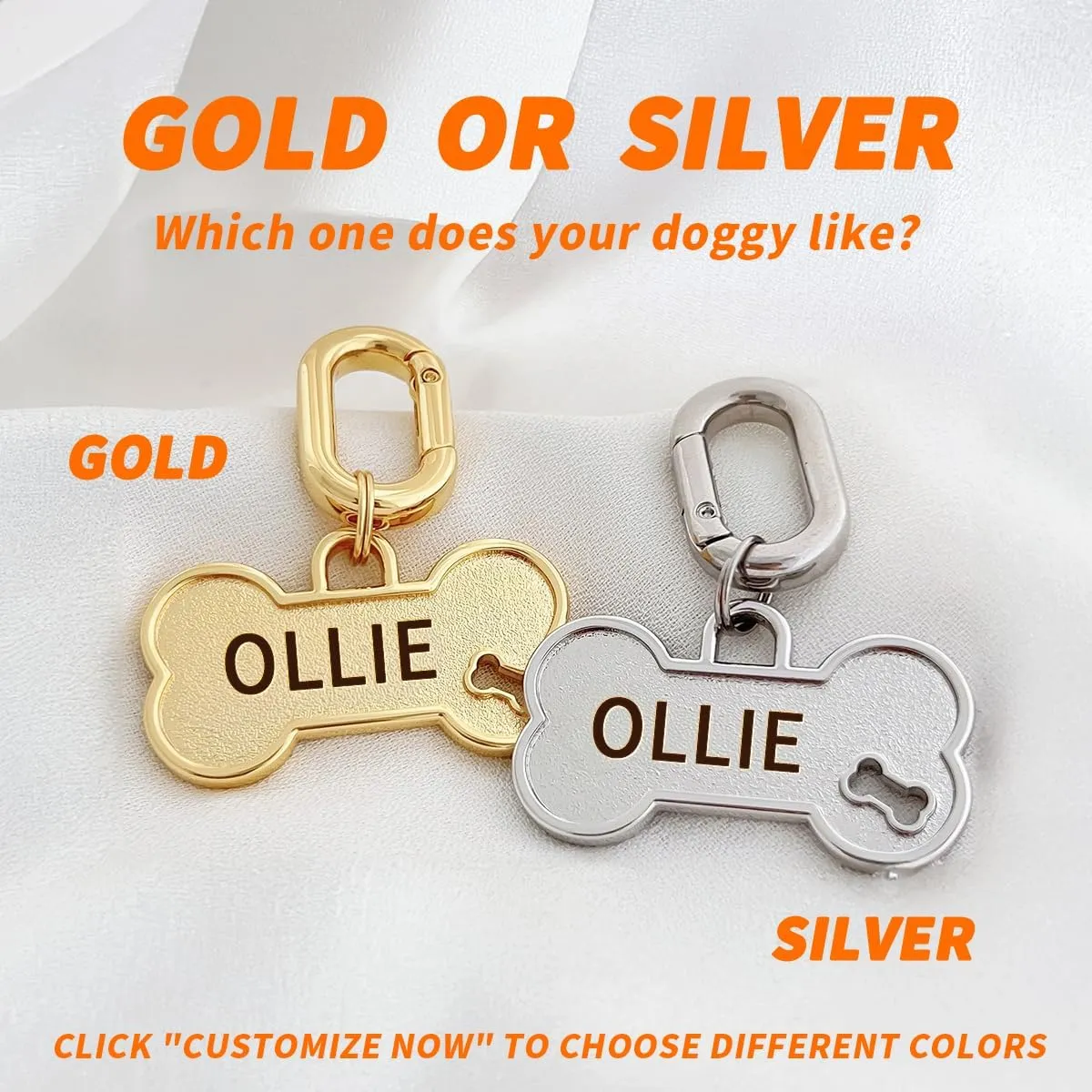 Dogs ID Tags Personalized Front and Back Engraving Brass Bone Shape Small..