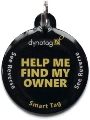 Dynotag Web Enabled Smart Round Coated Metal ID Tag and Ring. Pet Tag, Property Tag - Multiple Uses, with DynoIQ & Lifetime Recovery Service.