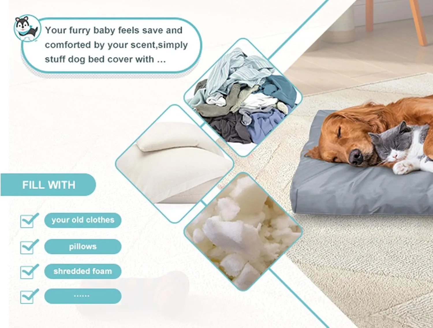 Explore Land Scratch Resistance Dog Bed Cover Canvas Washable Dog Crate Pad Replacement Cover, 36Lx23Wx3.5H inch, Charcoal
