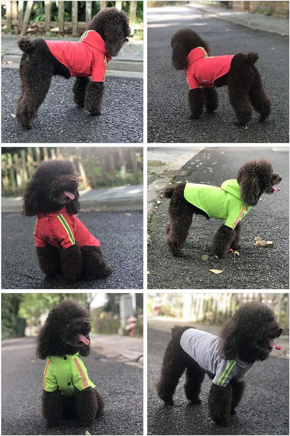 Fashion Hooded Pet Dog Raincoat, Lightweight Dog Rain Jacket Zipper Closure Rain Poncho with Reflective Strip for Small Medium Large Dogs Green XS