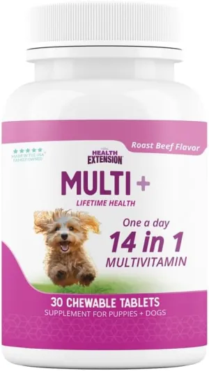Health Extension Lifetime Multivitamin and Mineral Tablets for Dogs & Puppies, 30 Tablets - Immune, Digestion, Joint Support, Coat & Skin Health