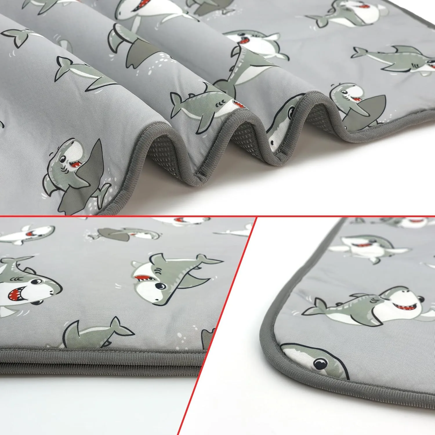 Hotumn Dog Cooling Mat with Free Bandana,Summer Cooling Pad for Small Medium Dogs, Machine Washable for Indoor Use on Beds, Sofas, and in Cars (Grey Shark, Large)
