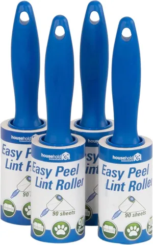 Household Essentials Cedar Fresh 90 Lint Rollers with E-Z Peel Sheets, 4-Pack, White, 360 Count