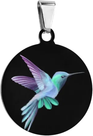 Hummingbird Pet ID Tag Personalized Stainless Steel Round Dog Tags Printed Cat Collar Tags Accessories