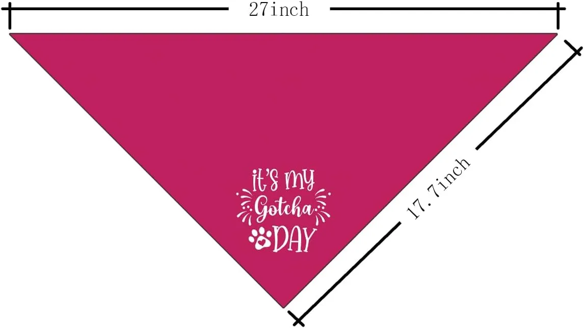 It's My Gotcha Day Dog Bandana, Deep Pink Dog Bandana, Pet Dog Scarf Accessories, Pet Dog Triangle Scarf, Funny Cute Dog Bandana, Dog Bandana for Small Medium Large Dogs, Dog Bandana Pet Scarf (E16)