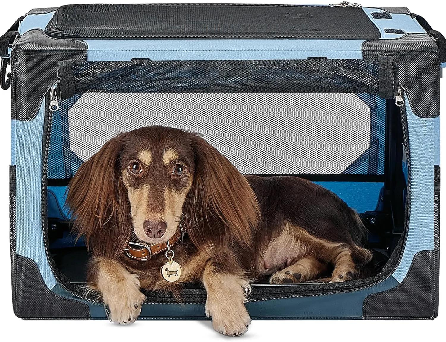 JOYTUTUS Dog Crate, Pet Crate for Car, Travel Foldable Dog Crate Dog Kennel, Foldable Dog Crate Fit for Indoor & Outdoor/Car Back Seat/Trunk Pet Home(Blue)