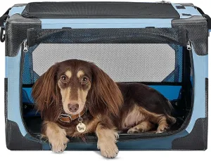 JOYTUTUS Dog Crate, Pet Crate for Car, Travel Foldable Dog Crate Dog Kennel, Foldable Dog Crate Fit for Indoor & Outdoor/Car Back Seat/Trunk Pet Home(Blue)