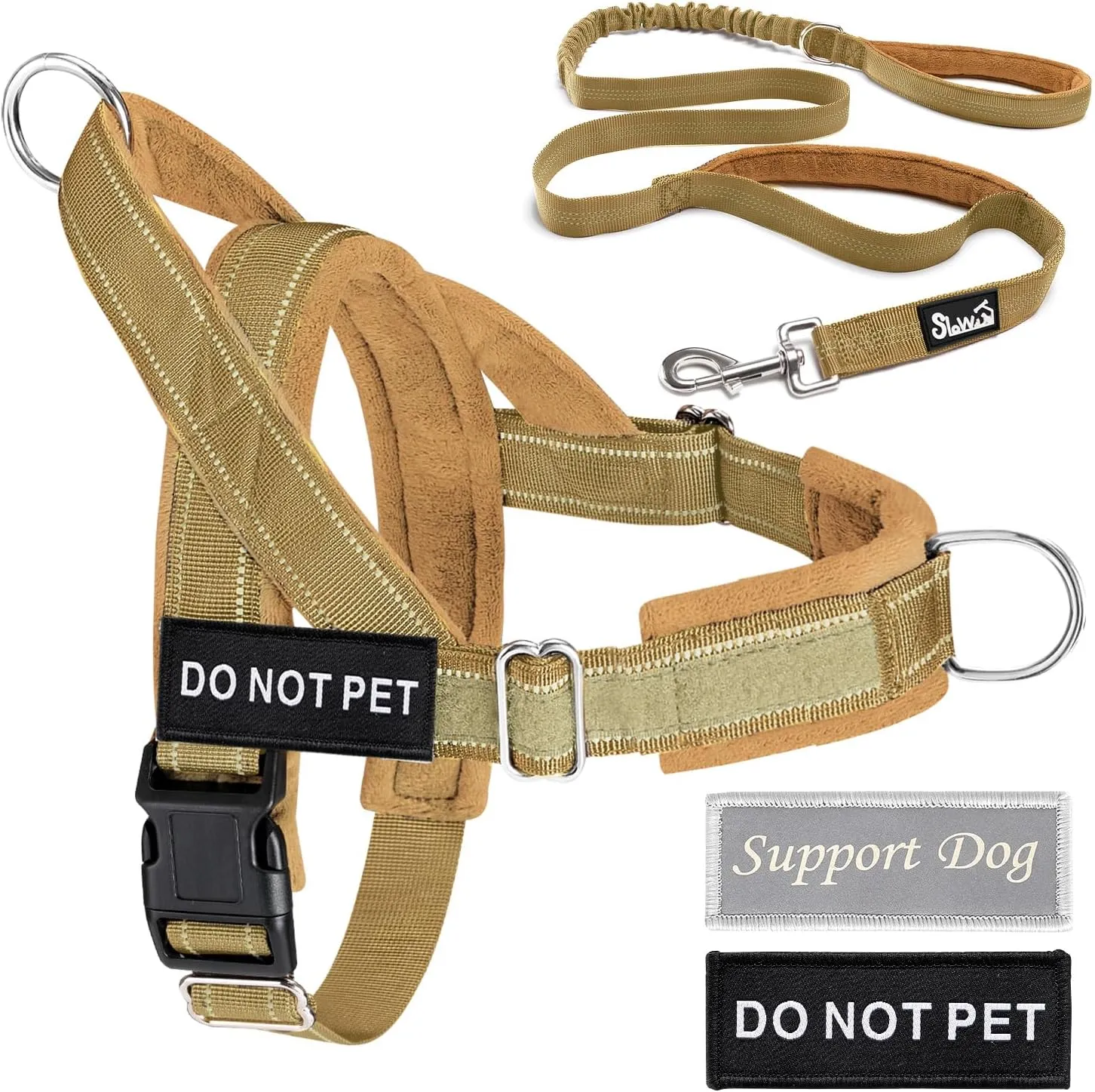 Lukovee No Pull Dog Harness & Leash Set - Heavy Duty Dog Vest Harness with Soft Padded for Medium Large Dogs, Adjustable Reflective Tactical Pet Harness for Easy Walk and Training (L, Yellow)