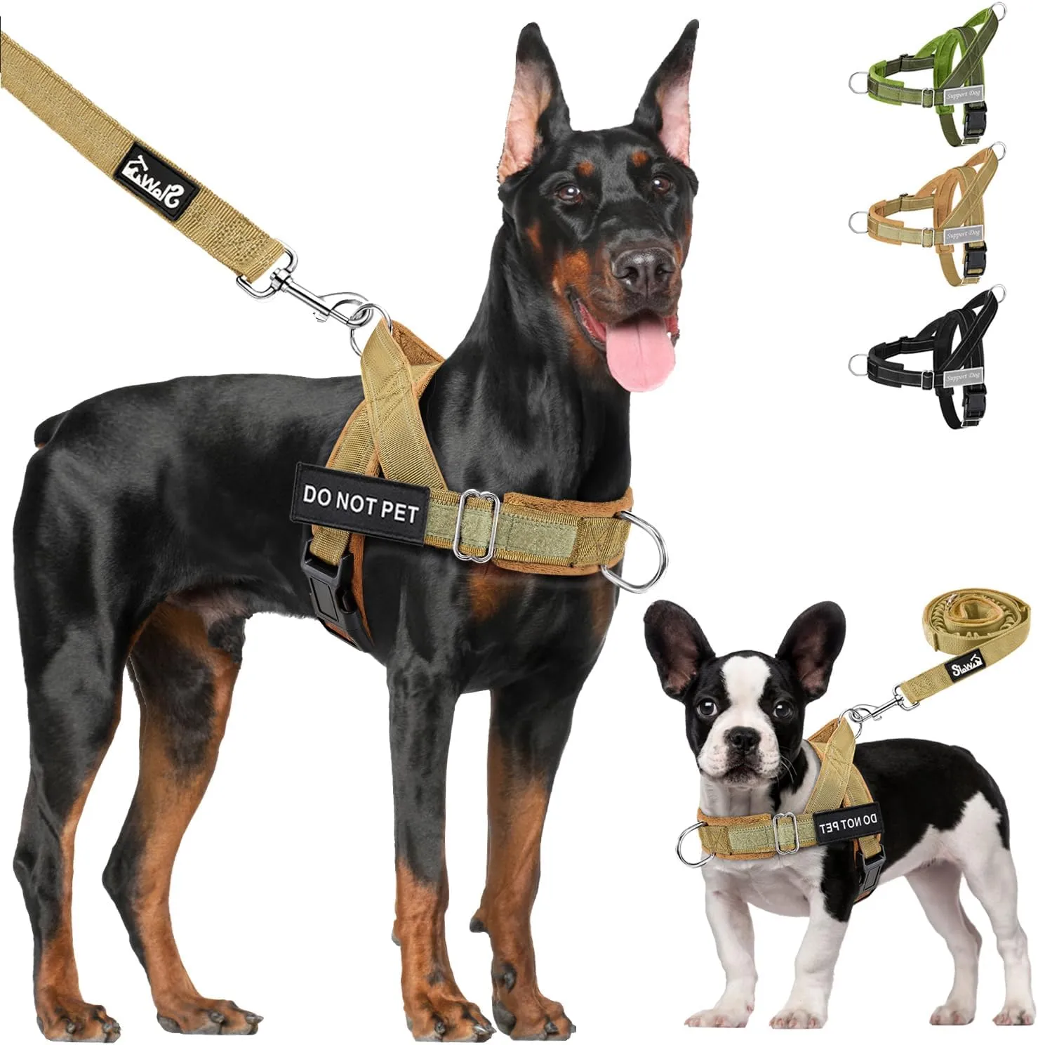 Lukovee No Pull Dog Harness & Leash Set - Heavy Duty Dog Vest Harness with Soft Padded for Medium Large Dogs, Adjustable Reflective Tactical Pet Harness for Easy Walk and Training (L, Yellow)