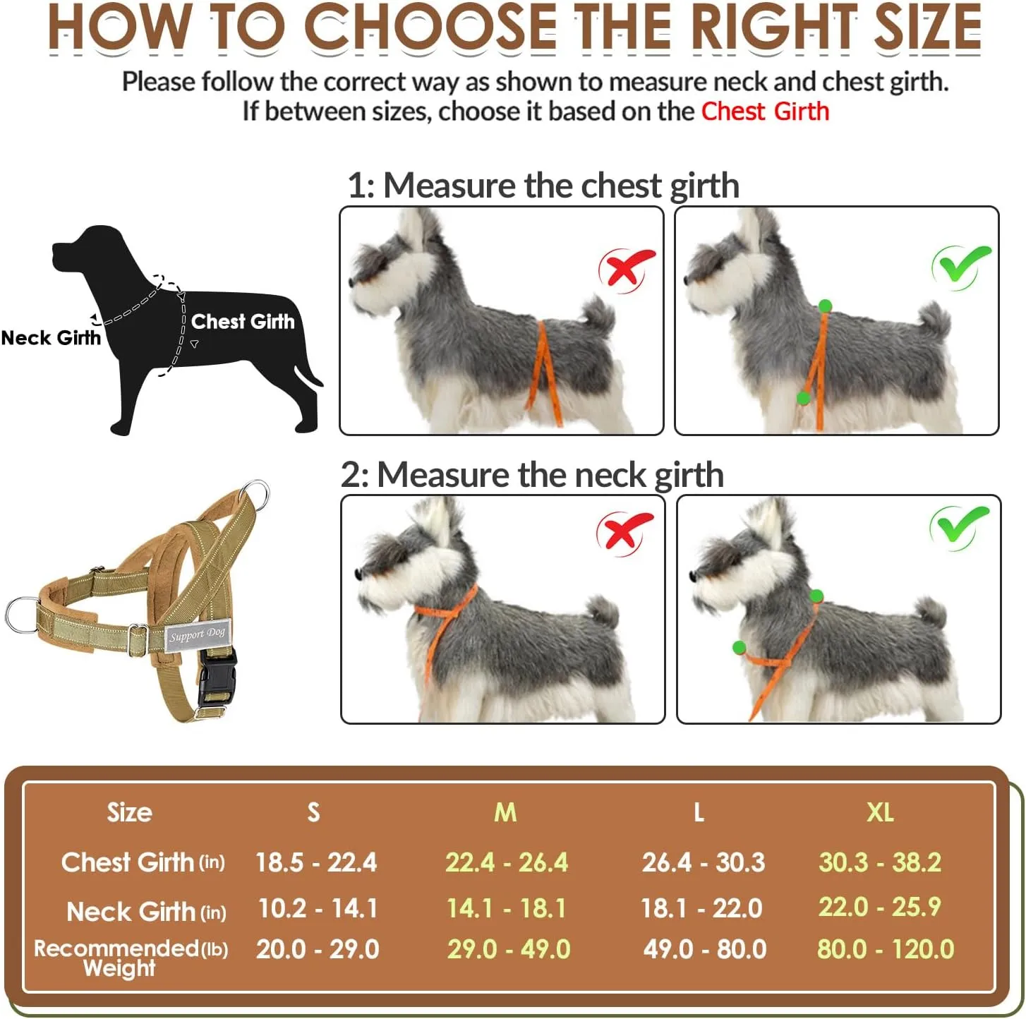 Lukovee No Pull Dog Harness & Leash Set - Heavy Duty Dog Vest Harness with Soft Padded for Medium Large Dogs, Adjustable Reflective Tactical Pet Harness for Easy Walk and Training (L, Yellow)