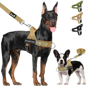 Lukovee No Pull Dog Harness & Leash Set - Heavy Duty Dog Vest Harness with Soft Padded for Medium Large Dogs, Adjustable Reflective Tactical Pet Harness for Easy Walk and Training (L, Yellow)