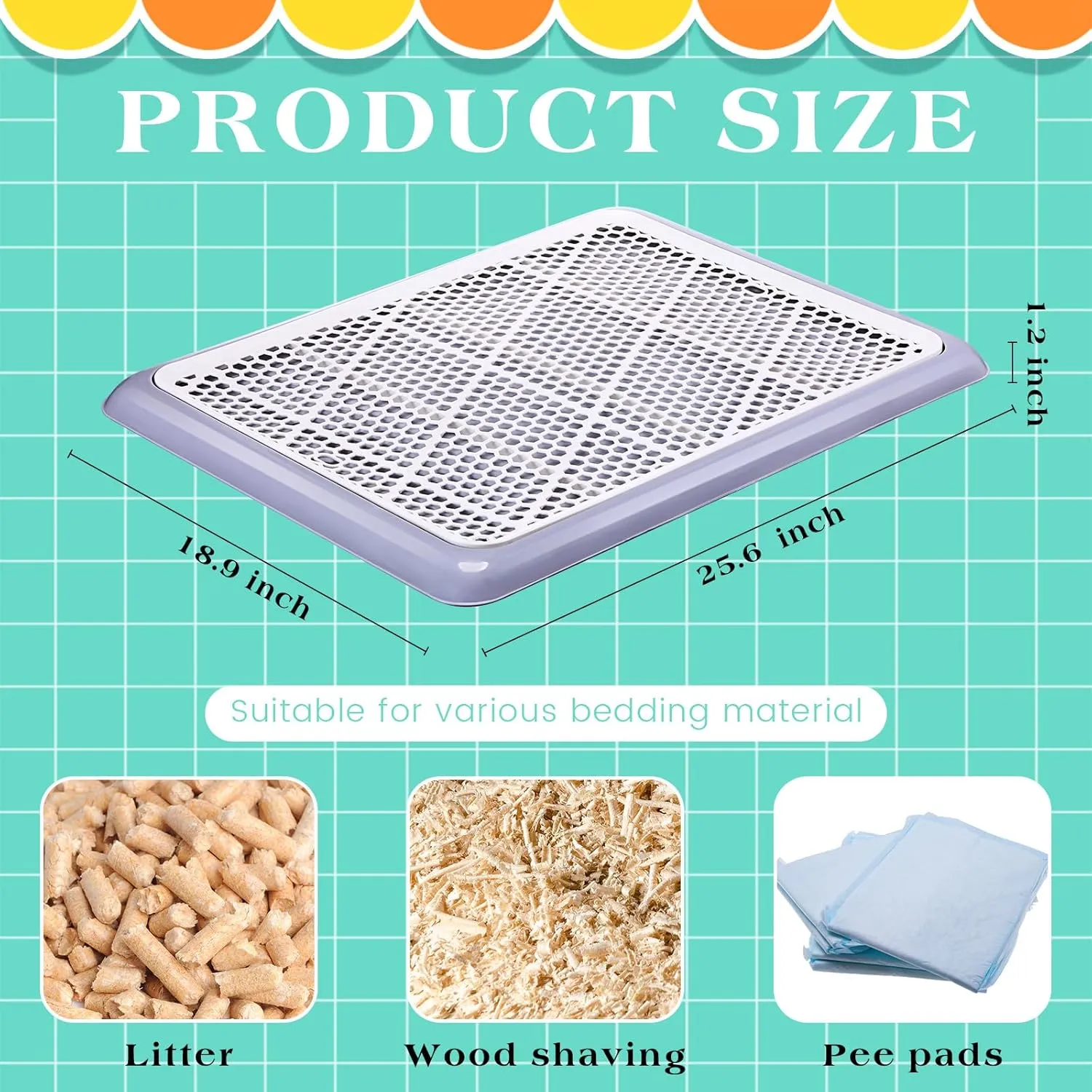 Mifoci 2 Pcs Dog Potty Tray Mesh Puppy Training Pad Holder Floor Protection Portable Pee Pad Pet Toilet Training Tray Litter Box Corner for Medium and Large Dogs 25.6 x 18.9 x 1.2 Inch