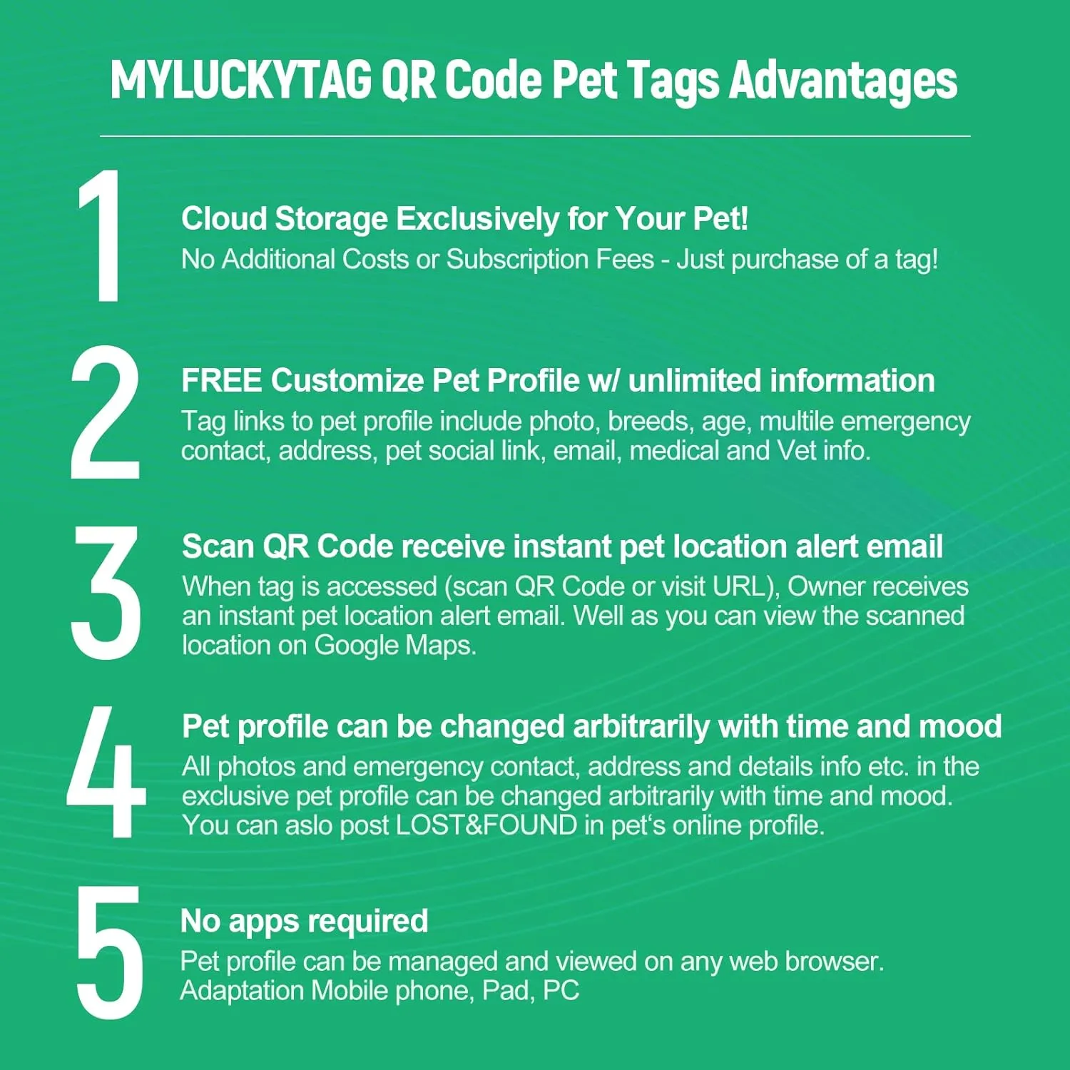 MYLUCKYTAG Silent Silicone QR Code Pet ID Tags Dog Tags - Pet Online Profile - Scan QR Receive Instant Pet Location Alert Email Pink