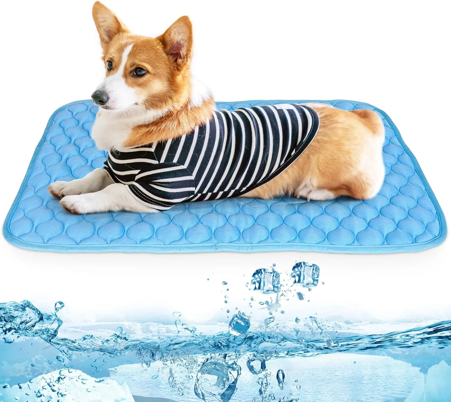 NAMOTEK Washable Dog Cooling Mat Ice Silk Cooling Mat for Pet Self Cooling Pad Blanket Dog Cooling Pad 27" Lx19 x0.48 Th