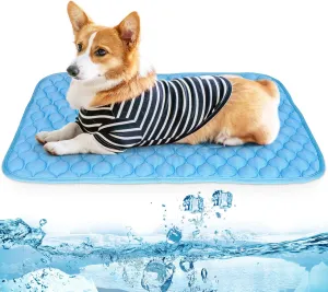 NAMOTEK Washable Dog Cooling Mat Ice Silk Cooling Mat for Pet Self Cooling Pad Blanket Dog Cooling Pad 27" Lx19 x0.48 Th