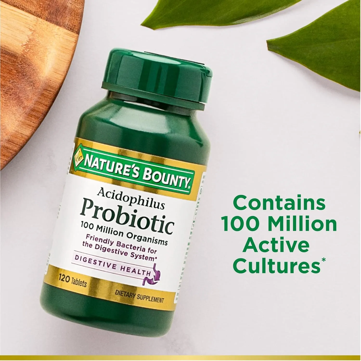 Nature's Bounty Acidophilus Probiotic, Daily Probiotic Supplement, Digestive Health, 200 Tablets, Twin Pack