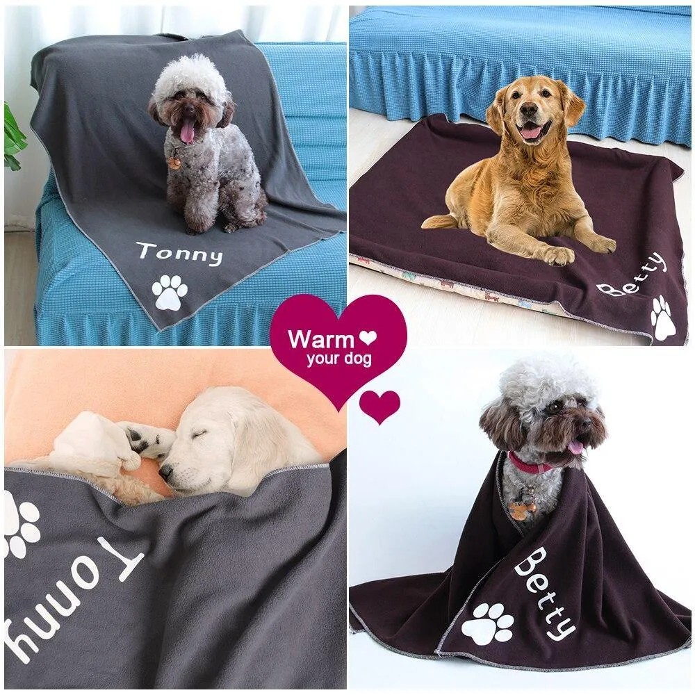 Personalized Custom Fleece Pet Sleeping Dog Blanket Towel